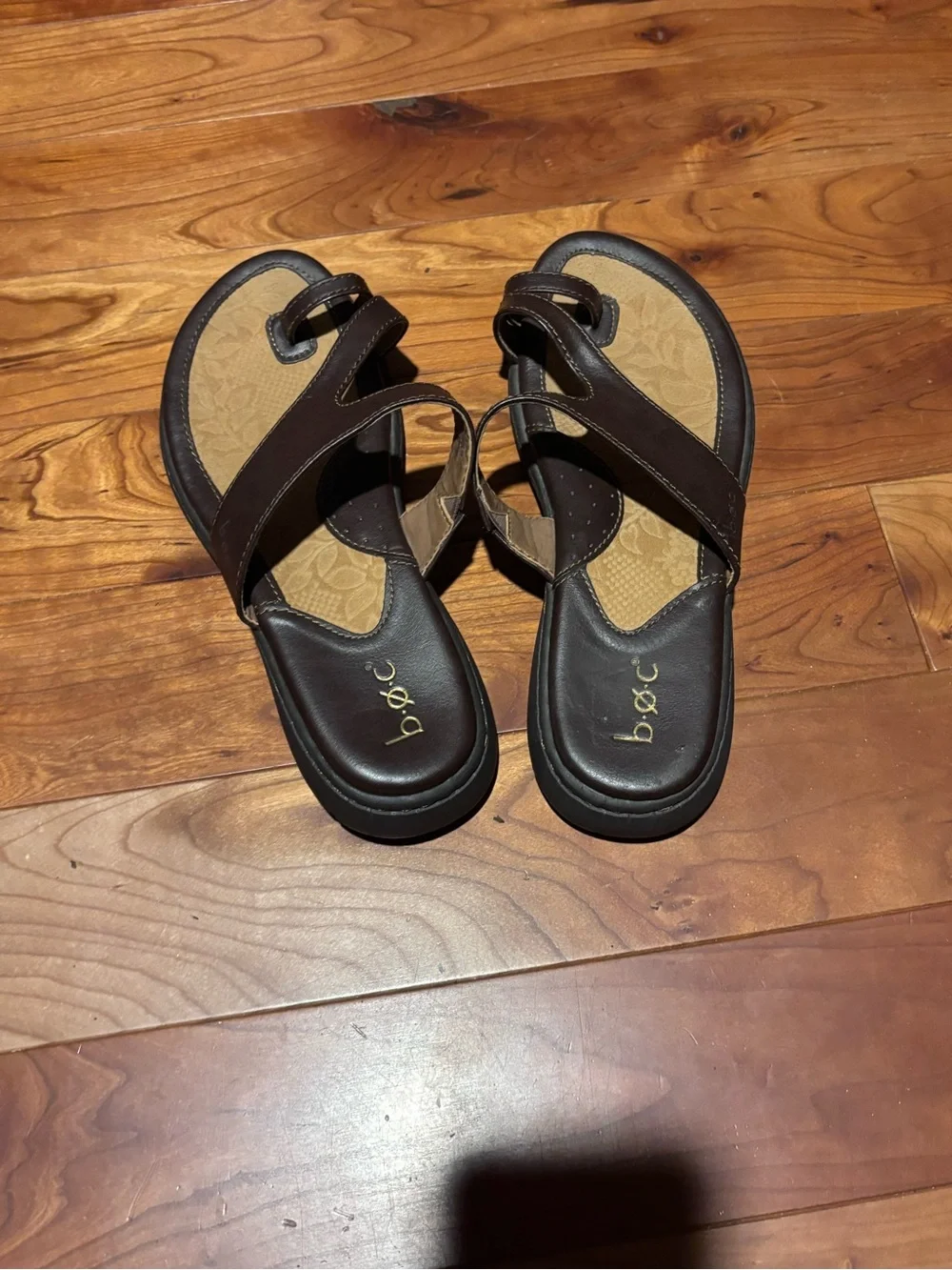 b.o.c. Men’s Dark Brown Leather Toe-Loop Slide Sandals